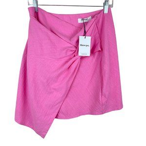 NEW Showpo Kiandra Wrap Mini Skirt Womens Sz 10 Pink Knot Detail‎ Side Zip Lined